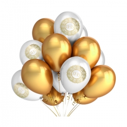 Balony komunijne na komunię z nadrukiem I Komunia Święta Hostia biało-złote 10 szt.